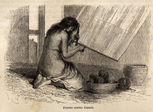 An Indian Conibo from Peru weaving