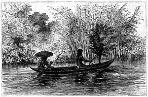 Dugout in the Essequibo River, Guyana by Edouard Riou