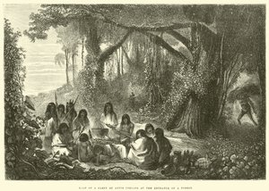 Halt of a Party of Antis Indians at the Entrance of a Forest by Edouard Riou