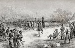 Sir Henry Morton Stanley watching a phalanx dance by Mazamboni
