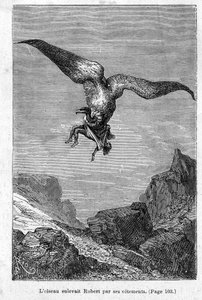 The children of Captain Grant: The bird kidnapped Robert by his clothes by Jules Verne, Edition Hetzel/Voyages Extraordinary