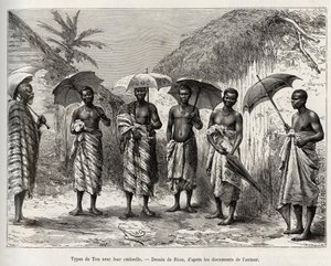 Tone type with their umbrella (engraving by Riou, to illustrate the story 