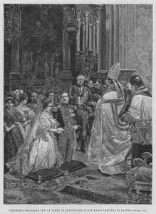 Religious Ceremony for the Wedding of Ferdinand II with Maria Cristina of Savoy by Edouardo Matania