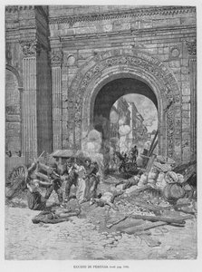 Massacres of Perugia (engraving) by Edouardo Matania