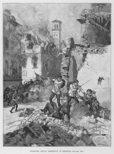 Episode of the Days of Brescia (engraving) by Edouardo Matania
