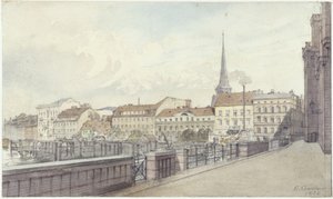 Mühlendamm and Burgstraße in Berlin by Eduard Gaertner