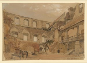Castle Ruin in Gollub, Courtyard View by Eduard Gaertner