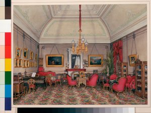Interiors of the Winter Palace: The Fifth Reserved Apartment - The Drawing Room of Grand Princess Maria Alexandrovna by Eduard Hau