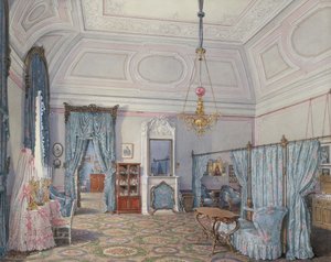 Interiors of the Winter Palace: The Fifth Reserved Apartment, The Bedroom of Grand Princess Maria Alexandrovna by Eduard Hau