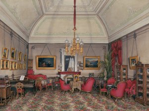 Interiors of the Winter Palace. The Fifth Reserved Apartment. The Drawing-Room of Grand Princess Maria Alexandrovna by Eduard Hau