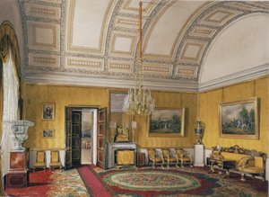 Interiors of the Winter Palace. The First Reserved Apartment. The Yellow Salon of Grand Princess Maria Nikolayevna, 1866