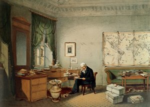 Baron Alexander von Humboldt in his Study by Eduard Hildebrandt