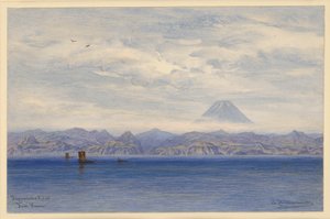 Japanese Coast with Mount Fuji by Eduard Hildebrandt