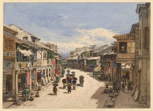 Street in Hong Kong by Eduard Hildebrandt