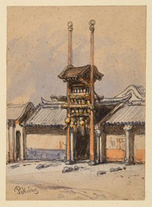 Theater in Peking. Entrance Portal by Eduard Hildebrandt