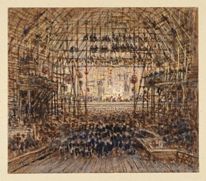 Theater in Beijing. Interior View by Eduard Hildebrandt