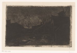 Landscape with Houses and Mill at Evening
