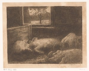 Pigs in a Stable by Eduard Karsen (signed by artist)