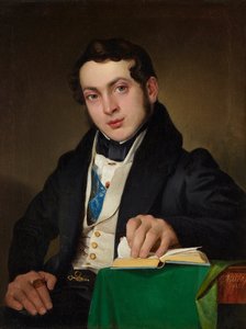 Seated Young Man in Black Coat