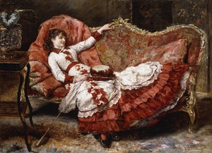 An Elegant Lady in a Red Dress by Eduardo Leon Garrido