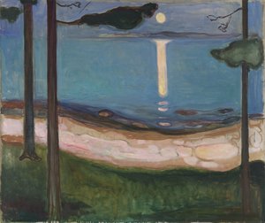 Moonlight Nordic Landscape. Painting by Edvard Munch by Edvard Munch