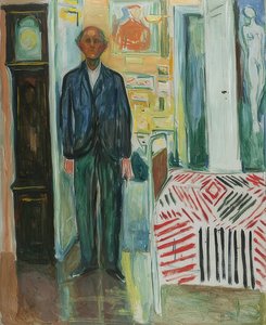 Self-Portrait. Between Clock and Bed by Edvard Munch