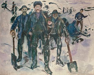 Workers in Snow by Edvard Munch