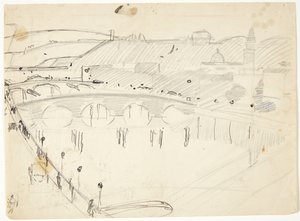View from a Window by the Lungarno Over the River Towards Santo Spirito and San Miniato Heights, Florence by Edvard Weie