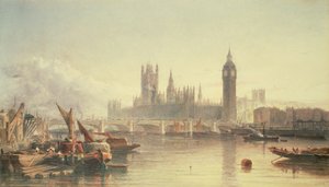 The Houses of Parliament and Westminster Bridge by Edward Angelo Goodall