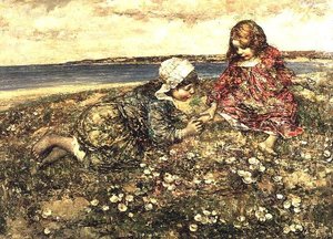 Gathering Primroses by Edward Atkinson Hornel