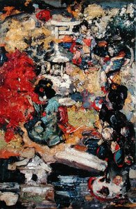 Japanese Figures in a Garden by Edward Atkinson Hornel
