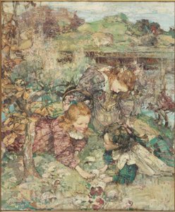 The Little Mushroom Gatherers by Edward Atkinson Hornel