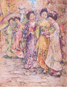 The promenade, Kyoto, illustration from My Magazine by Edward Atkinson Hornel
