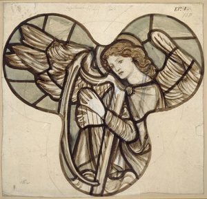 Design for stained glass in Lyndhurst Church: An Angel Harpist