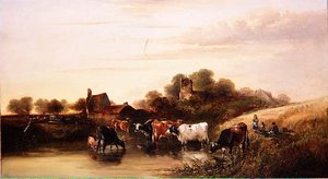The Watering Place, scene in Devonshire by Edward Charles Williams