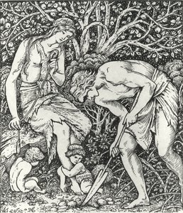 Adam and Eve (Labour: Whan Adam Delved and Eve Span, Who Was Then the Gentleman?) by Edward Coley (after) Burne Jones