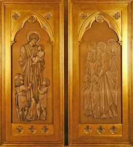 Christ blessing the little children and women bringing children to the presence of Christ by Edward Coley Burne Jones