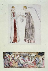 Two Maids, a Copy from The Birth of Mary by Giovanni da Milano