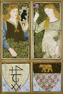 King Arthur and Queen Guinevere, Six Tile Panel by Edward Burne Jones