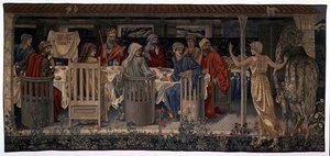 Quest for the Holy Grail Tapestries, Panel 1, Knights of the Round Table Summoned to the Quest by the Strange Damsel, 1898-1899 by Edward Burne Jones