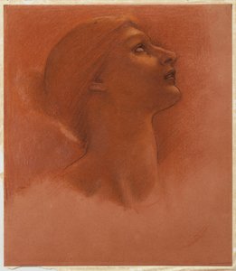 Study of the head of a girl, looking up to the right