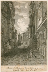 Sketch of Butcher Row, looking from Temple Bar, 9 June 1796