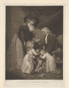 Woman with Three Children Visiting Their Grandfather by Edward Dayes