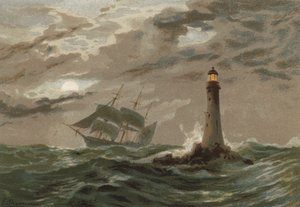 Moonlight, Eddystone Lighthouse by Edward Duncan