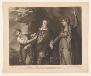 Portrait of David Garrick between Personifications of Comedy and Tragedy by Edward Fisher