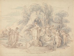Telemachus and Mentor Landing on the Island of Calypso by Edward Francis Burney