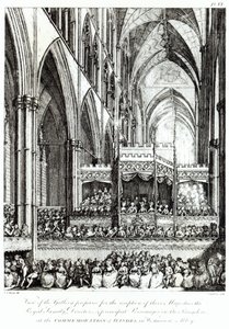 View of the Gallery Prepared for the Reception of Their Majesties the Royal Family, Directors and Principal Personages in the Kingdom at the Commemoration of Handel in Westminster Abbey, engraved by Joh