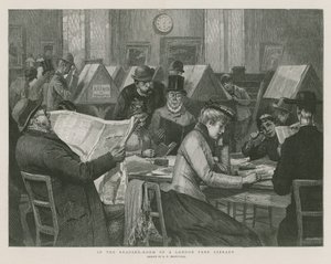 In the reading room of a London free library