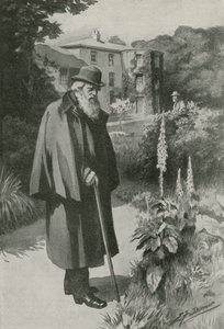 Charles Darwin in His Garden at Down House (litho)