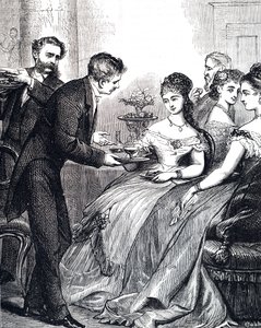 Engraving Depicting a Gentleman Handing a Lady a Dish of Jelly at a Supper by Edward Hughes